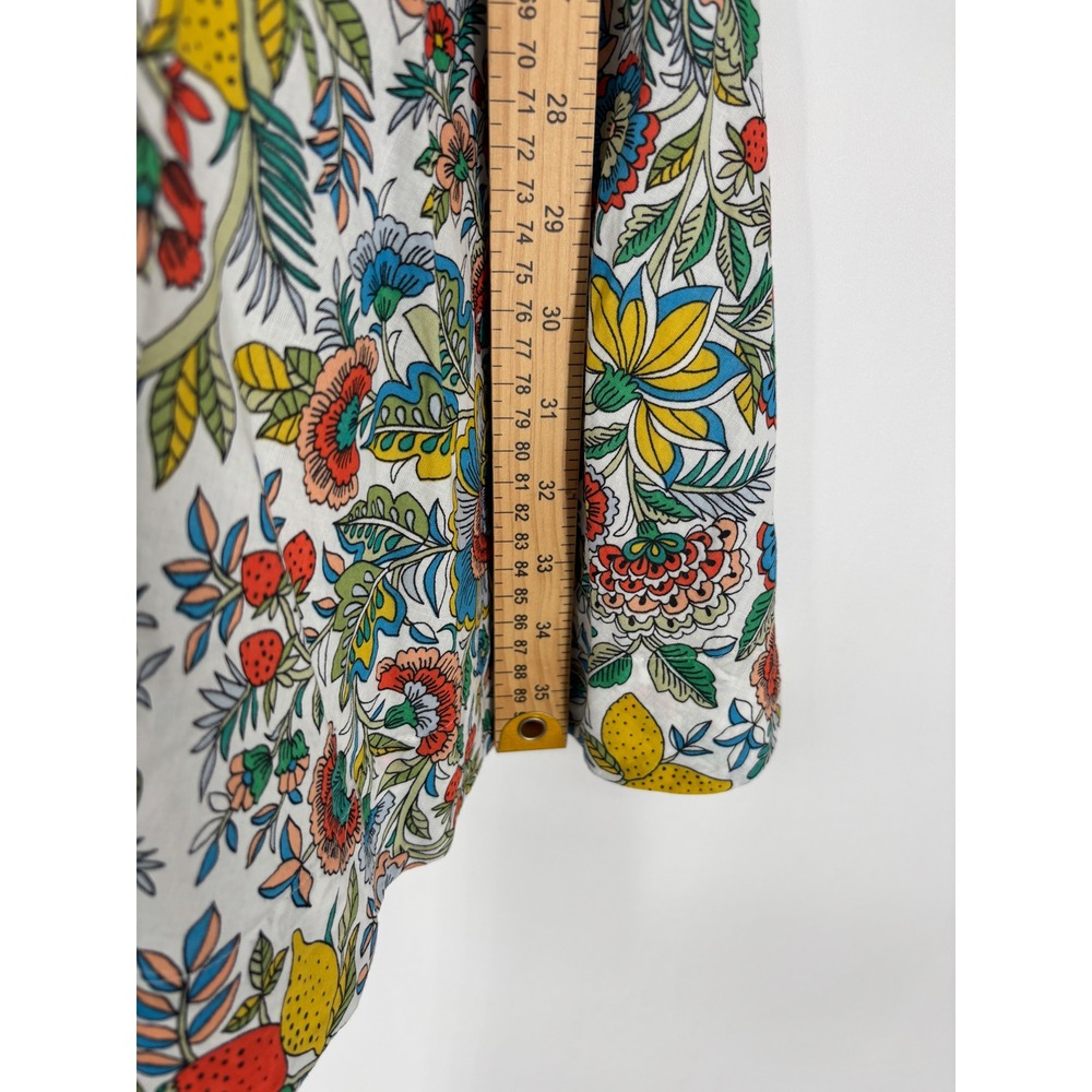 Boden Women Floral Fruit Print Shirt Dress US 10R White Strawberry Lemon Cotton - Picture 7 of 11